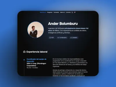 Captura de pantalla del portfolio
